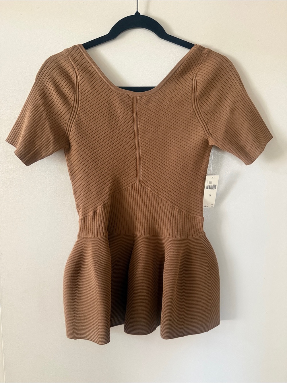 Anthropologie Ribbed Peplum Top in Camel